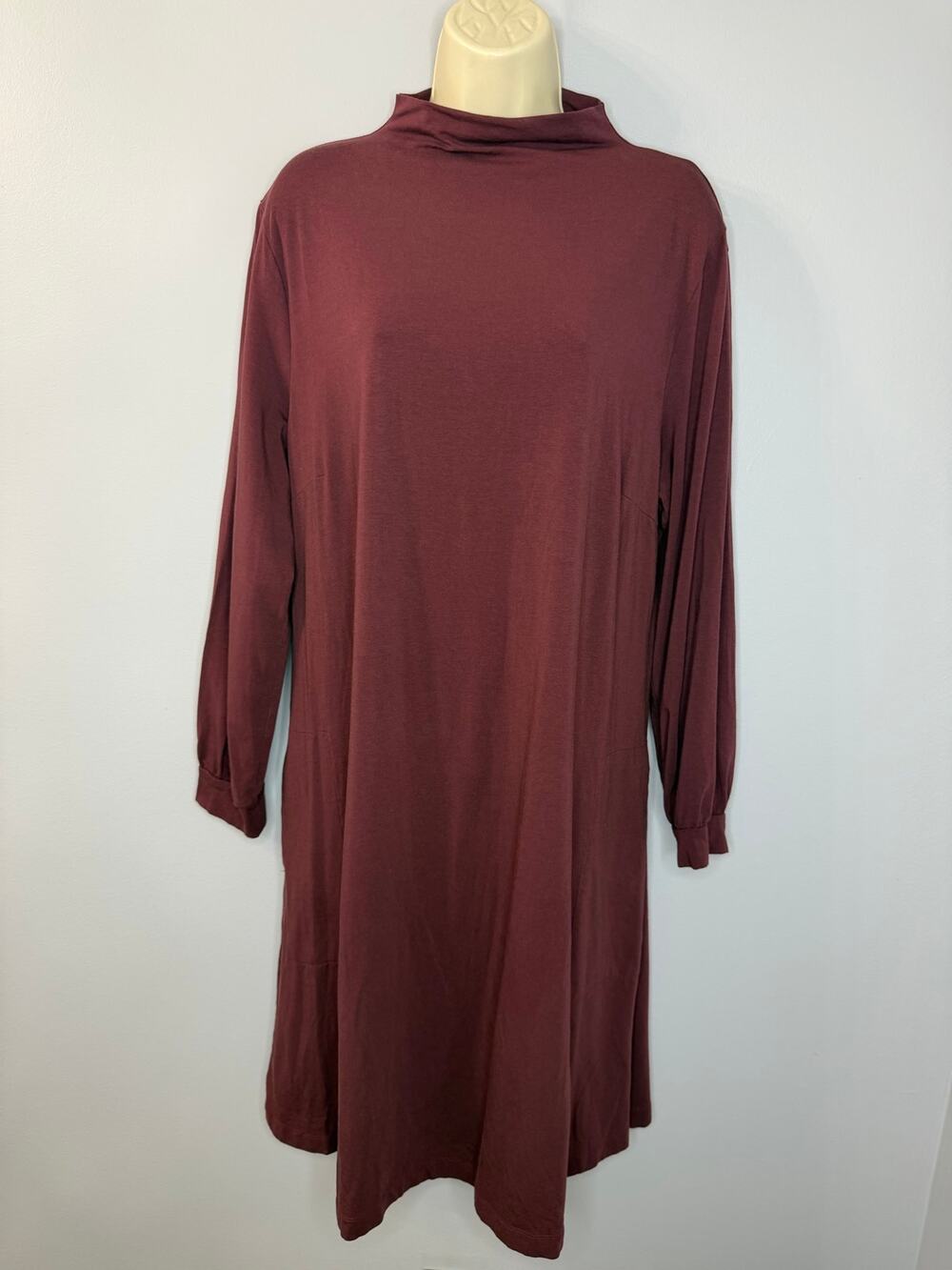 Gudrun Sjoden Cotton Blend Jersey Stretch Dress Red‎ Relax Casual Long Sleeve XL